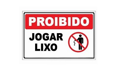 Placa Sinalizadora (Proibido Jogar Lixo) - 15x20cm