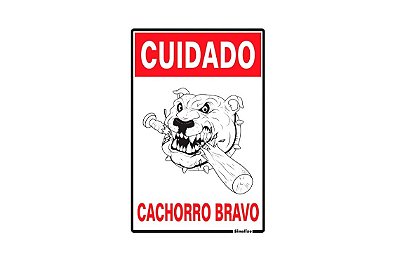 Placa de Sinalização (Cuidado Cachorro Bravo) - 20x30cm