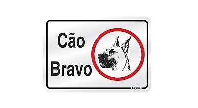 Placa de Sinalização (Cão Bravo Ilustrado) - 16x23cm