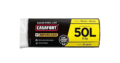 Saco de Lixo Preto (com 20 Unidades) - 50 Litros