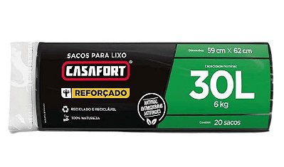 Saco de Lixo Preto (com 20 Peças) - 30 Litros