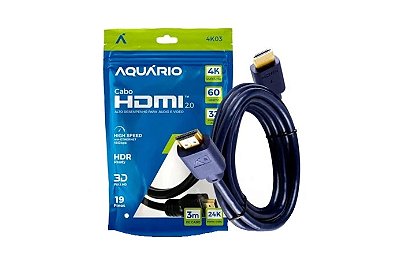 Cabo HDMI 2.0 4K 3D 19 Pinos (3 Metros) - Aquário