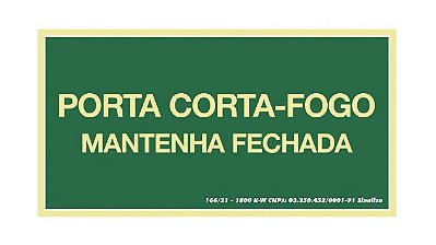 Placa de Sinalização (Porta Corta Fogo Fotoluminescente) - 15x30cm