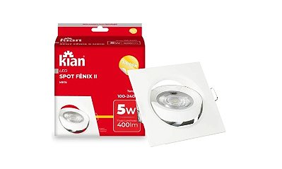 Spot LED Embutir Quadrado (5W) - 3000K