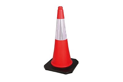 Cone PVC Fluorescente (Branco/Laranja) - 75cm