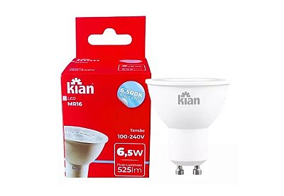 Lâmpada LED Dicroica MR16 GU10 (6,5W) - 6500K