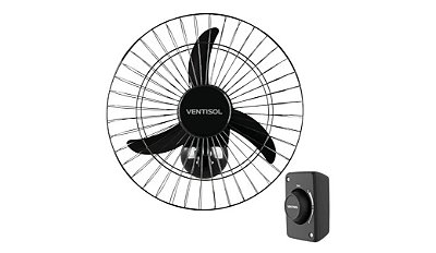 Ventilador de Parede 3 Pás 50cm Preto (Bivolt) - Ventisol