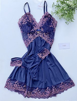 Camisola Aurora - Azul marinho e rose pastel