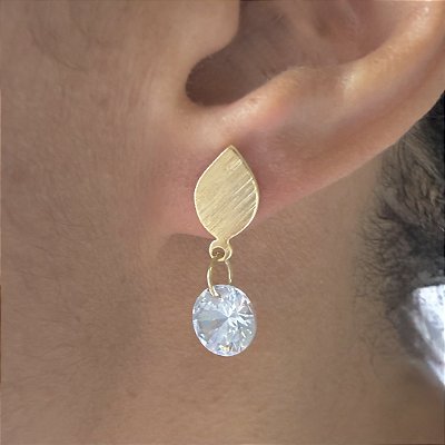 Brinco Luz - Brinco Base Gota com Ponto De Luz Zircônia