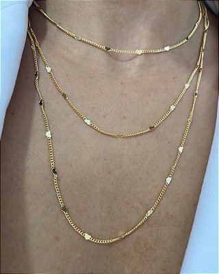 Colar Trio Camadas Corações