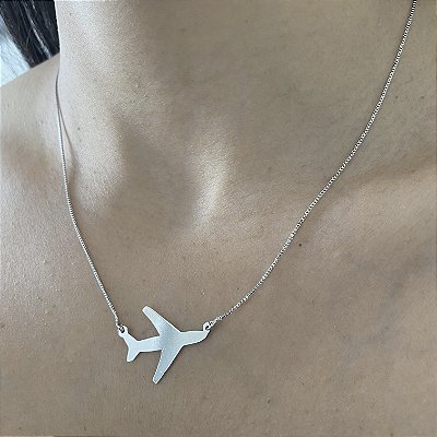 Colar Avião Ródio