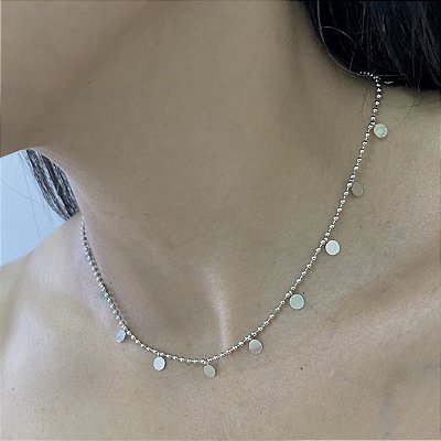 Colar  Choker Pingente Redondo