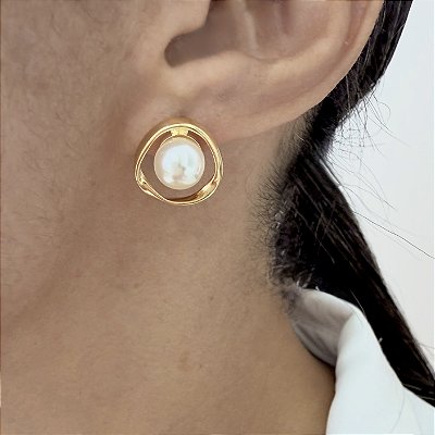 Brinco Íris - Pérola e Design Orgânico