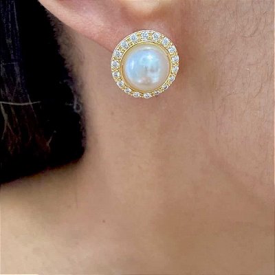 Brinco Nobre - Pérola com Zircônias