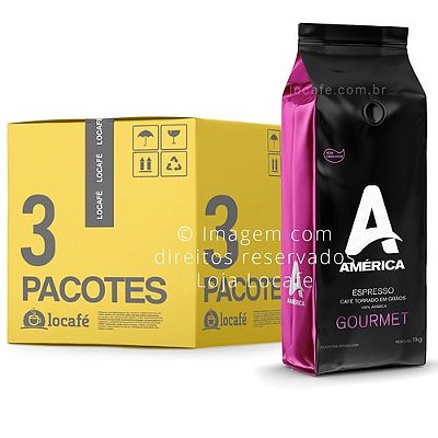 Kit 3Kg Café em Grãos América Gourmet - 3 x 1kg - América.