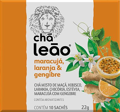 Chá Leão Premium - Maracujá, Laranja e Gengibre 10 Sachês