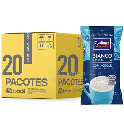 Bianco Premium Leite em pó solúvel COM adição de açúcar 510g Qualimax - 10,2Kg (20x510g)