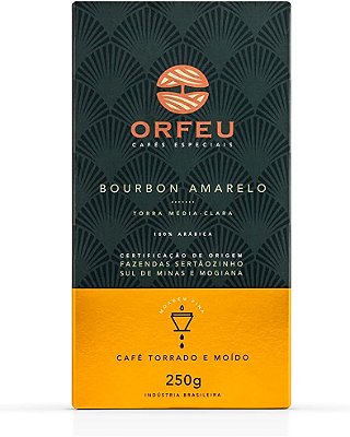 Café Orfeu Torrado e Moído Bourbon Amarelo 100% Arábica - 250g Moagem Fina