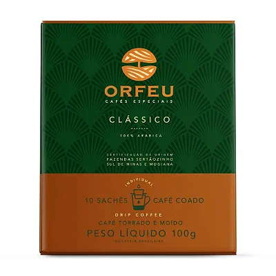 Café Orfeu Drip Coffee Clássico 100% Arábica - 10 Sachês