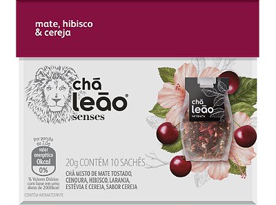 Chá Leão Senses - Mate, Hibisco & Cereja  - 10 Sachês