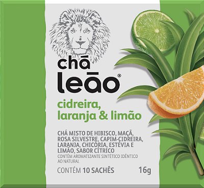 Chá Leão Cidreira, Laranja e Limão em sachês - 10 unidades
