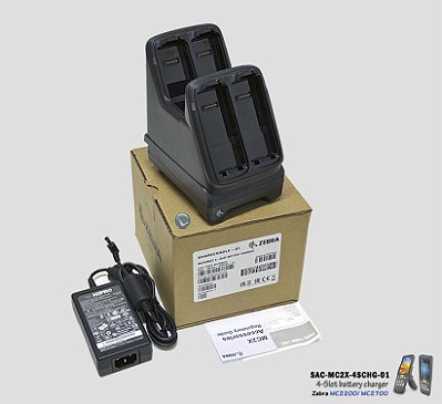 *Carregador 4 Baterias Zebra MC22, MC27 (+Fonte 12V)