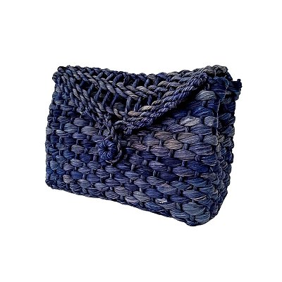 Bolsa de Palha Feminina Natural Azul Marinho Modelo Sarah