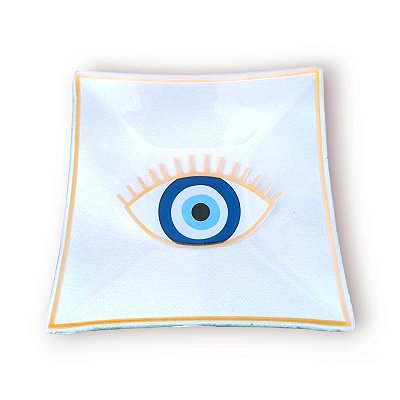 Ornamento de Vidro Quadrado Olho Místico