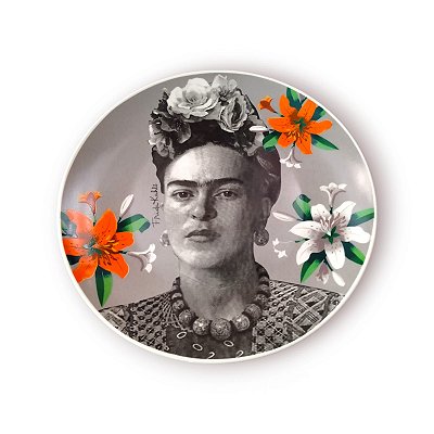Prato Decorativo de Porcelana Flowers Frida Kahlo
