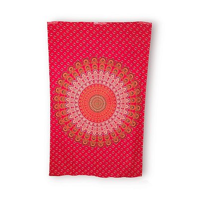 Tapete de Parede Decorativo Indiano Vermelho Mandala Mística