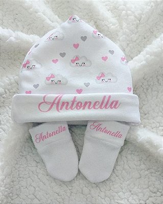Touca e luvinha Chuva de Amor