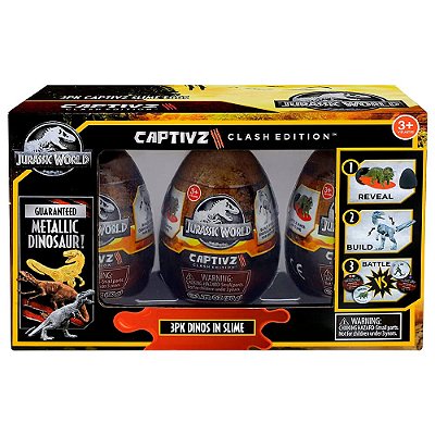 Pacote 3 Ovos Surpresa Jurassic World Captivz - Clash Edition com Slime | ToyMonster