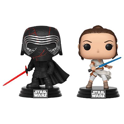 Bonecos Funko POP! 2 Pack - Star Wars: Kylo Ren e Rey com Cabeças Balançantes