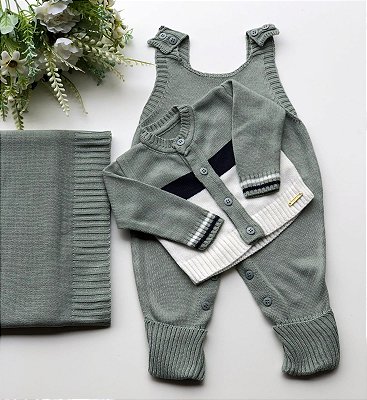 Saída de Maternidade Menino Moscou Tricot 3 Peças