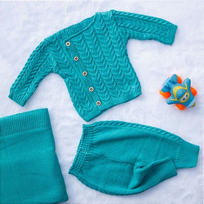 Saída de maternidade menino Tóquio tricot 3 peças