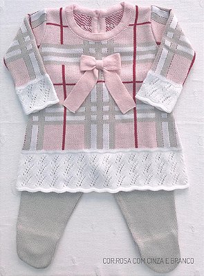 Vestido Xadrez Menina Tricot 2 Peças