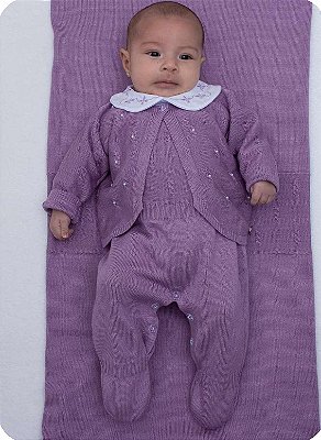 Saída de maternidade de menina Vitória em tricot 4 peças