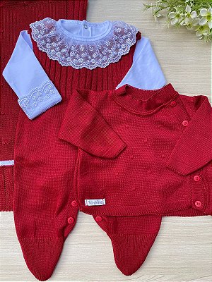 Saída de maternidade de menina lyon em tricot 4 peças