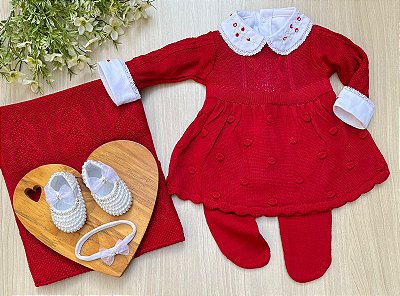 Saída de maternidade Dinhos Baby menina Londres + body rococó + sapatinhos de pérolas