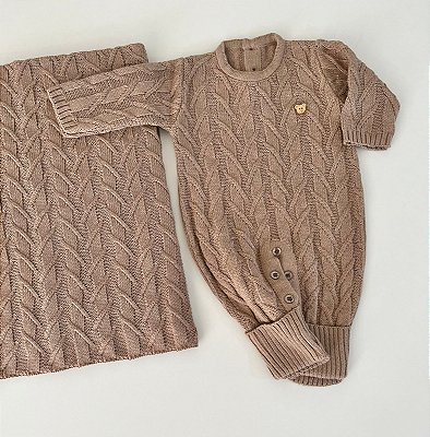 Saída de maternidade Dinhos Baby de menino macacão Ted em tricot