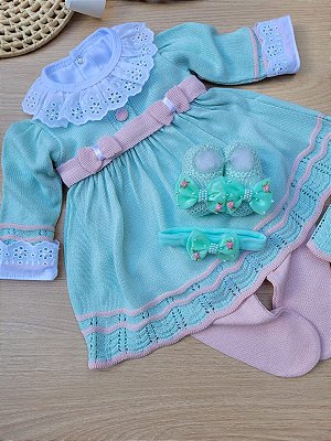 Saída de maternidade menina vestido Luna em tricot 6 peças