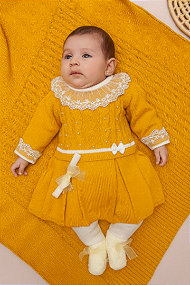 Saída de Maternidade Tricot Flórida – Conjunto Luxo para Bebê Menina