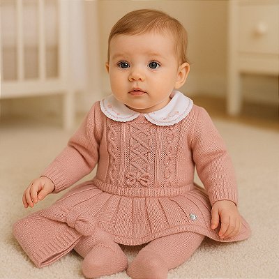 Saída de maternidade menina Catarina vestido tricot 5 peças