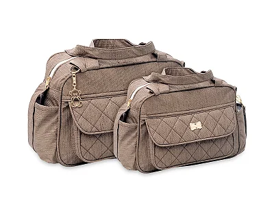 Kit Bolsa Maternidade Grande e Média em Matelassê – Bolsa Bebê Organizador Mamãe