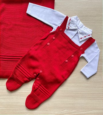 Saída de maternidade de menino Léo em tricot 3 peças