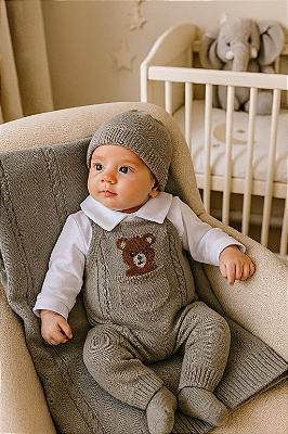 Saída de Maternidade Menino Pedro Henrique Tricot Ursinho Kit Luxo