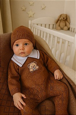 Saída de maternidade menino tricot Marco Antonio 4 peças