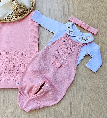 Saída de maternidade menina Maria Carolina tricot 4 peças