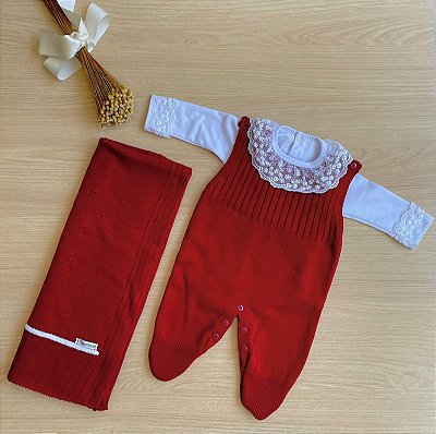 Saída de maternidade de menina em tricot Baby 3 peças