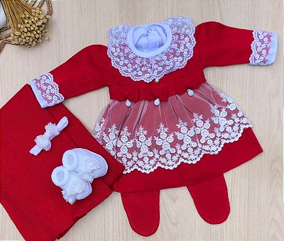 Saida Maternidade Vestido com Renda Menina 6 peças